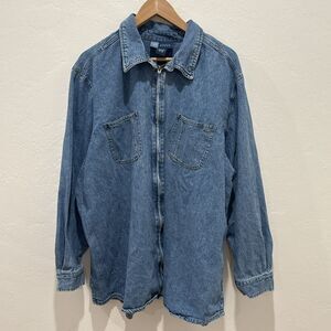 Avenue Blues Womens Jean Jacket Plus 26/28 Blue Denim Full Zip Pockets